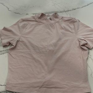 Lululemon cotton crop mock shirt. Blush color size 6